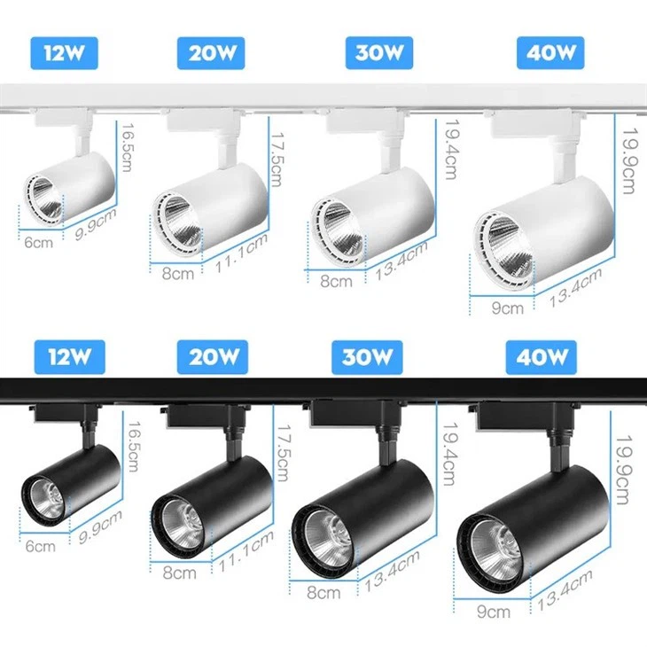 led track lights size