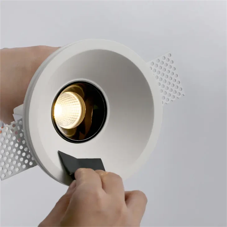 Hotel Bathroom Ceiling Spot Fittings Set Anti Glare COB Lighting Round Square LED Recessed Plaster Gypsum Downlight
